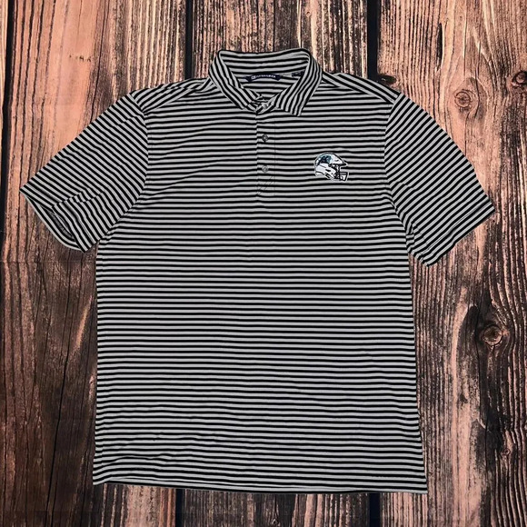 Cutter & Buck Men's‎ Medium Carolina Panthers Short Sleeve Striped Polo Shirt - Picture 1 of 4